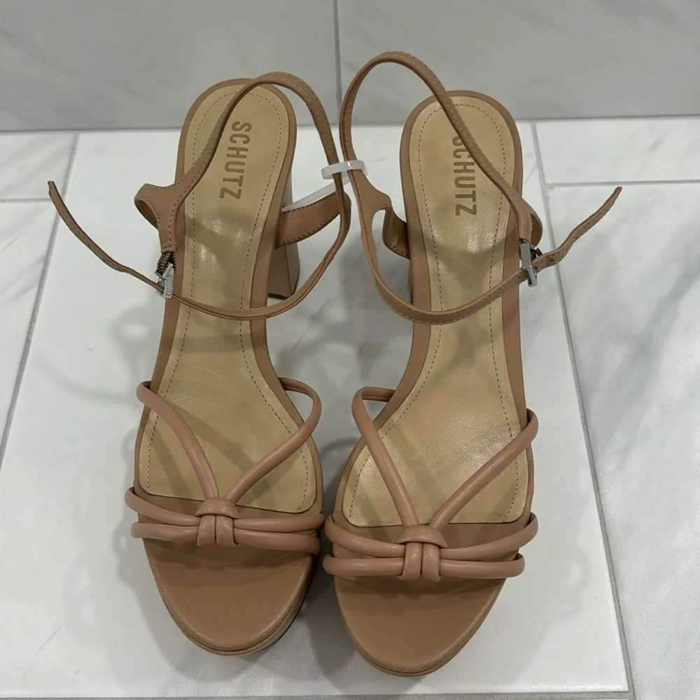 NEW! SCHUTZ True Beige Kelsie Platform Sandal - Size 10.5